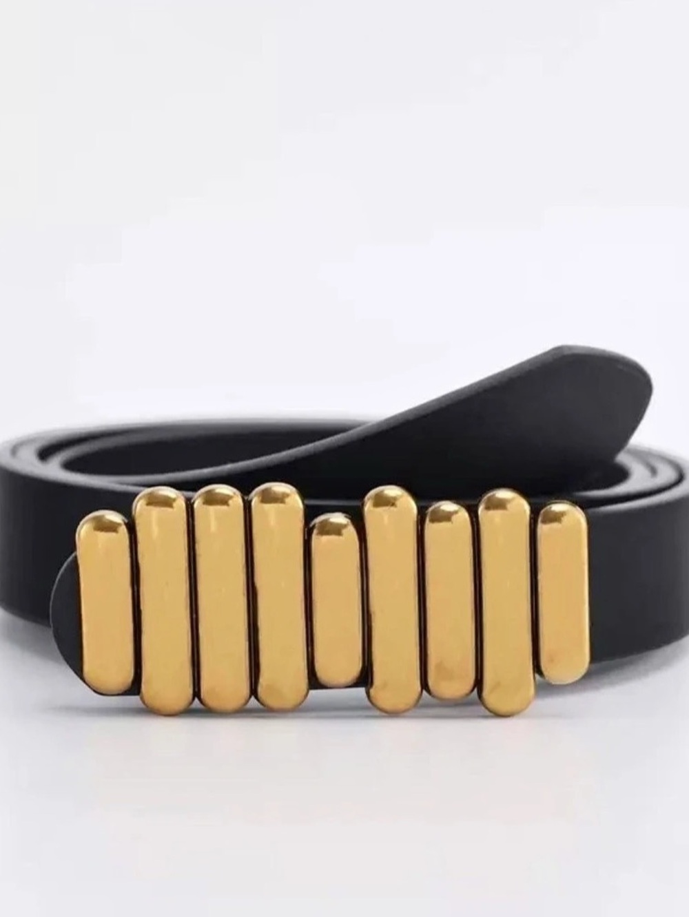 Black Belt with Gold-Tone Buckle